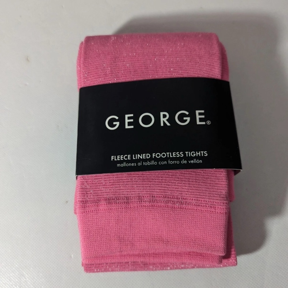 NEW- Size 12-16 George Pink Fleece Lined Footless Tights Pink